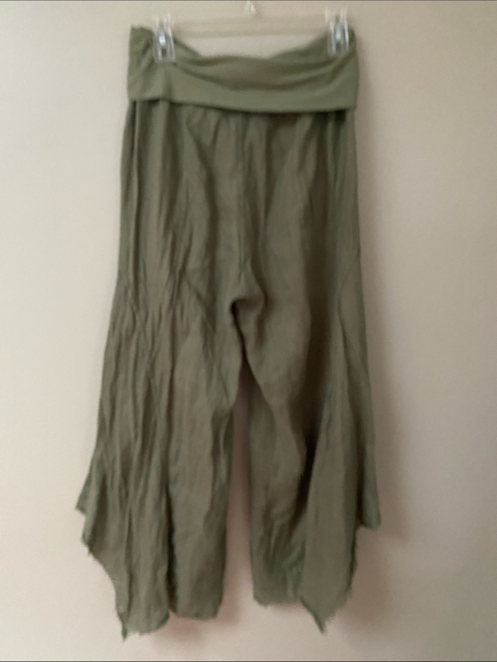 XCVI Selfina Wide Leg Linen Pant In Nori fold over Wide-Leg Flowy Pants small - Picture 3 of 6